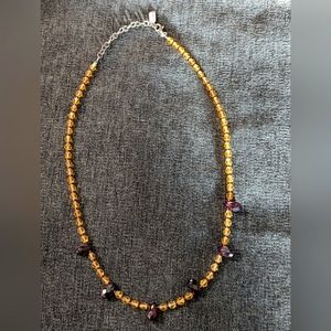 Peyote Bird citrine and garnet necklace